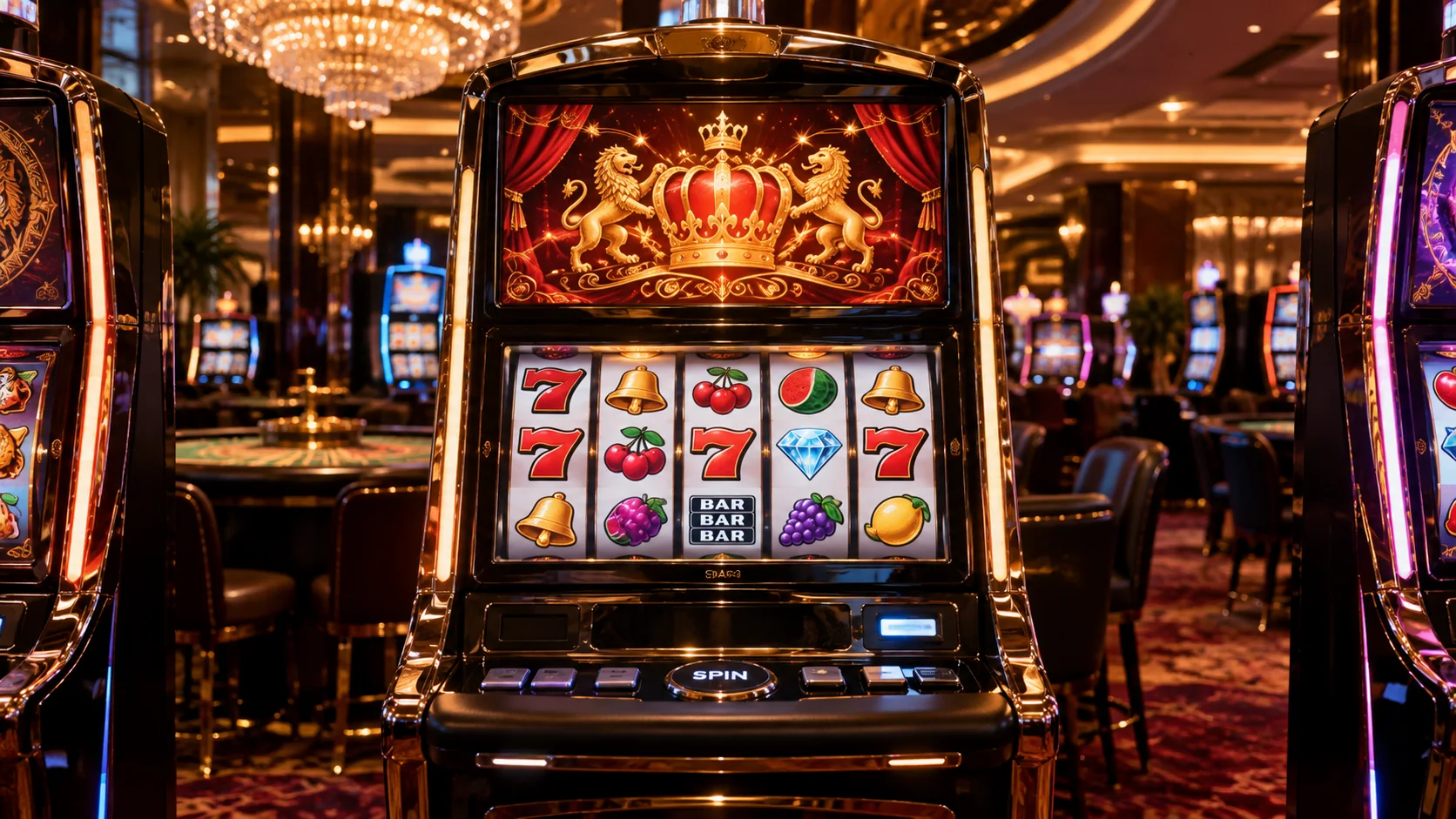 金色の装飾があるカジノフロア